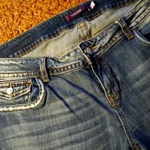 Plus sized, mid rise,  boot cut distressed Vigoss Jeans